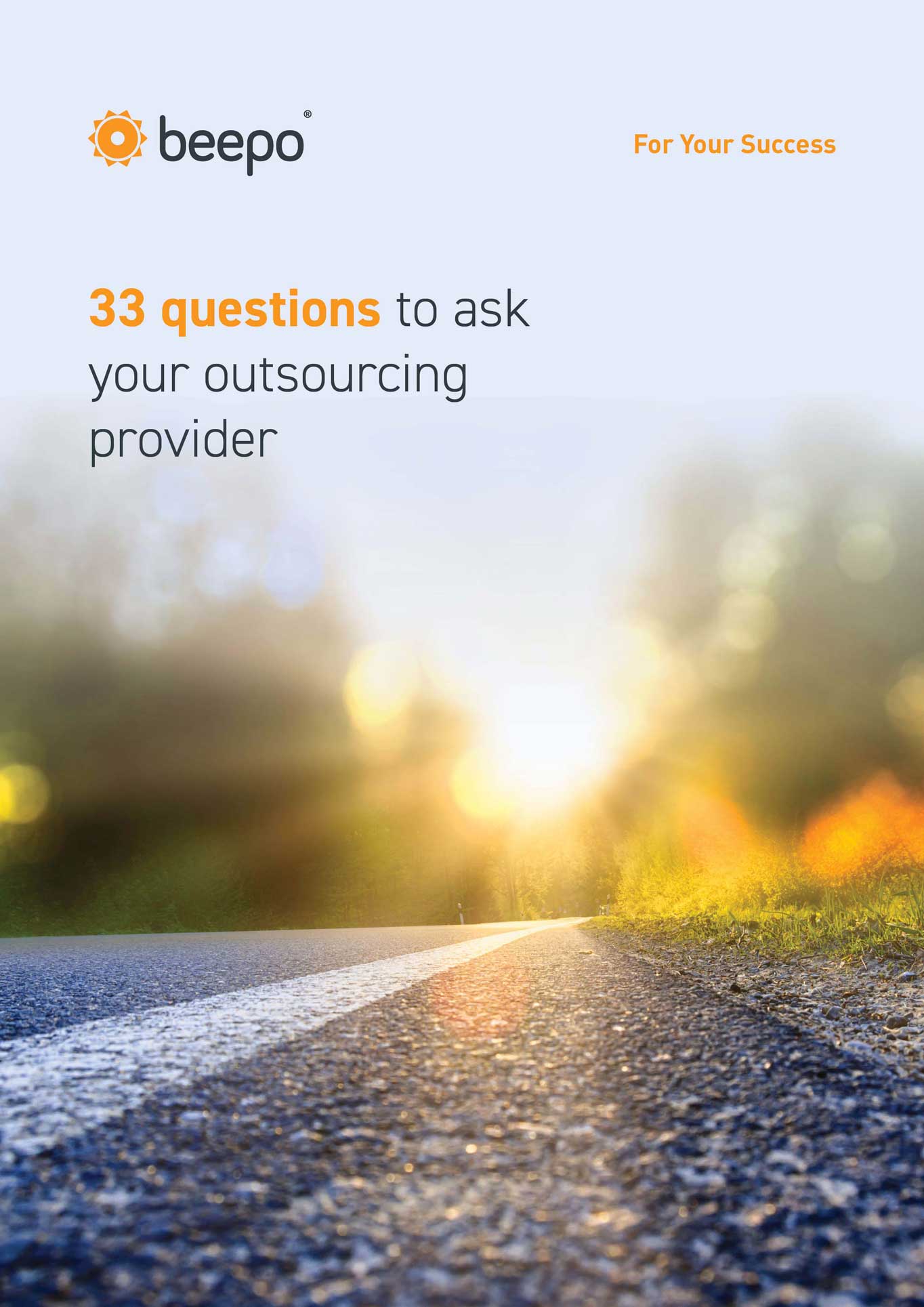 33 Questions to Ask Your Real Estate Outsourcing Provider resource ebook cover Beepo